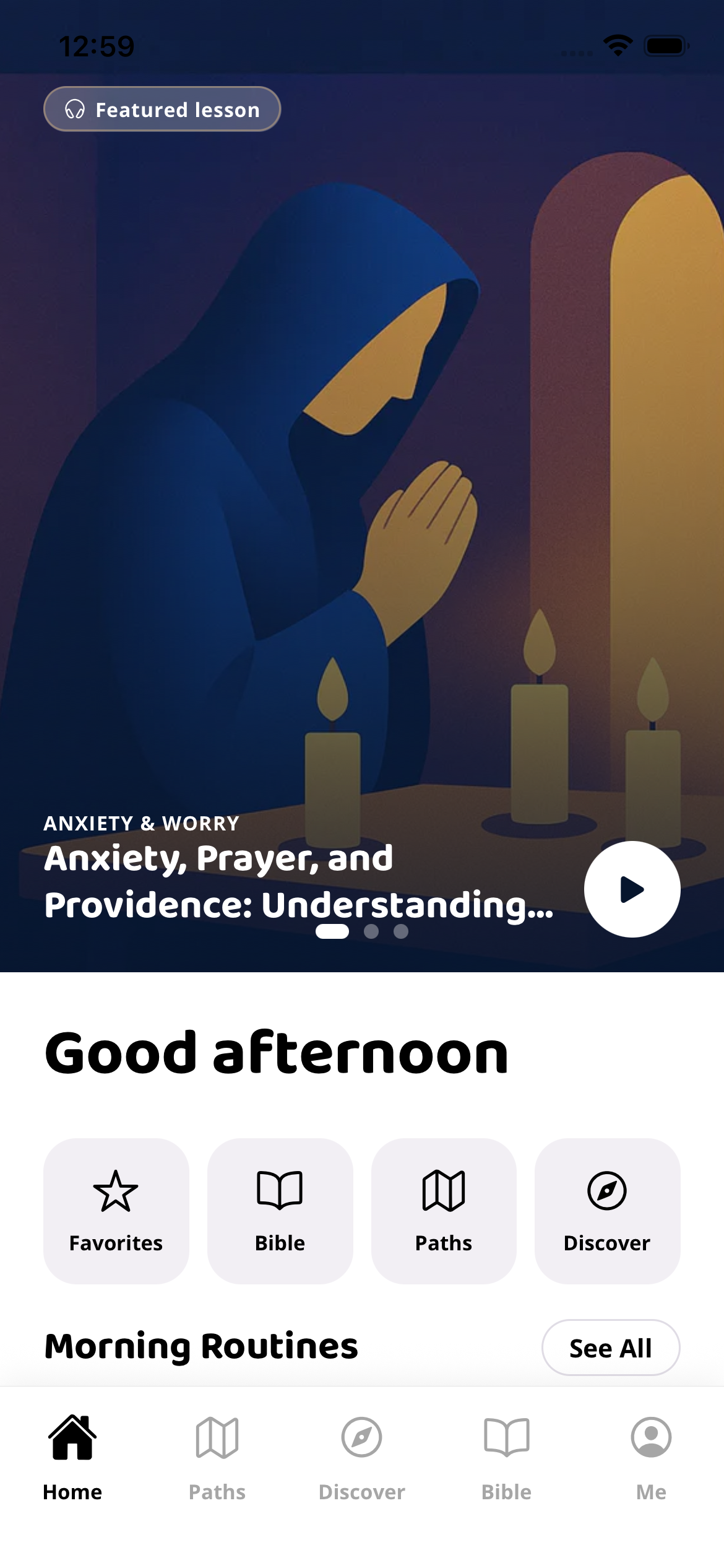 Worshipia app home screen